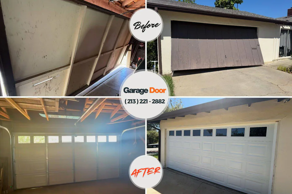 Before and after: garage door repair Whitaker, PA